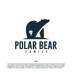 polar bear ,family , logo design template
