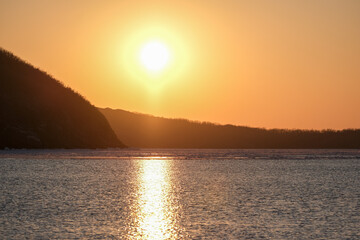 sunset at ice sea