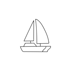 catamaran icon. boat, ship symbol in flat black line style, isolated on white 