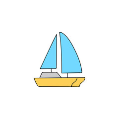 catamaran icon. boat, ship symbol in color icon, isolated on white background 