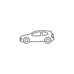 compact car icon in flat black line style, isolated on white 