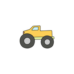 Naklejka premium monster car icon, monster truck symbol in color icon, isolated on white background 