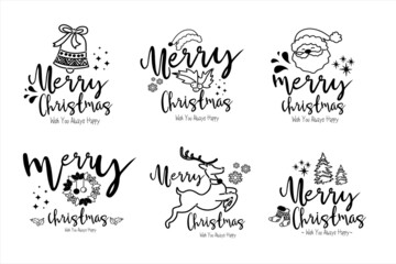 Merry Christmas. Typography set, text design. Usable for banners, greeting cards, gifts etc.