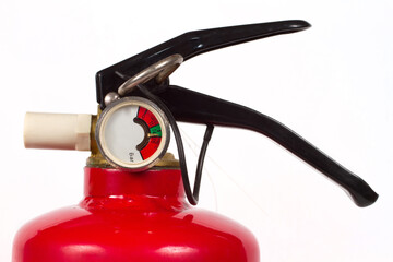 Spray element of fire extinguisher with pressure gauge.