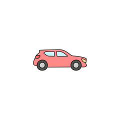 hatchback car icon in color icon, isolated on white background 