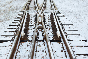 Fototapeta premium Image of an empty railroad track. Narrow gauge railway.