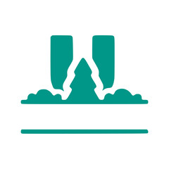 Letter u and natural landscape, nature monogram design isolated on white background.