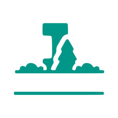 Number 1 and natural landscape, nature monogram design isolated on white background.