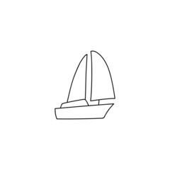 catamaran icon. boat, ship symbol in flat black line style, isolated on white background