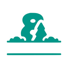 Number 8 and natural landscape, nature monogram design isolated on white background.