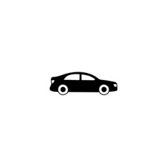 sedan icon, Auto, automobile, car, vehicle symbol in solid black flat shape glyph icon, isolated on white background 