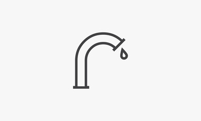 line icon pipe with waterdrop isolated on white background.