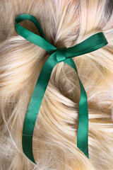Silk bow in hair