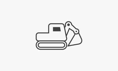 line icon digger excavator isolated on white background.