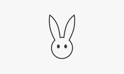 line icon head rabbit isolated on white background.