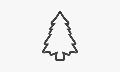 line icon simple christmas tree isolated on white background.