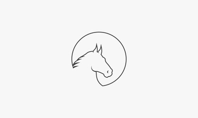 line circle icon head horse isolated on white background.