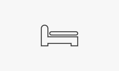 line icon mattress bed isolated on white background.