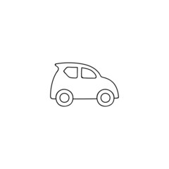 Fototapeta premium Eco transport icon, eco green car symbol in flat black line style, isolated on white background
