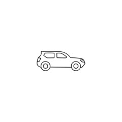 offroad car icon in flat black line style, isolated on white background