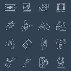 Music Festival icons set. Music Festival pack symbol vector elements for infographic web