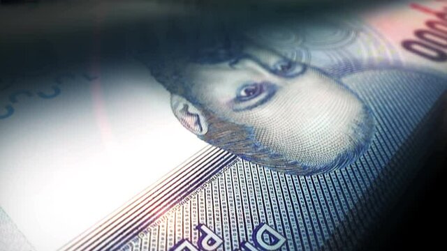 Chile Pesos money counting. CLP banknotes. Fast cash note count macro loop. Business and economy loopable and seamless concept.