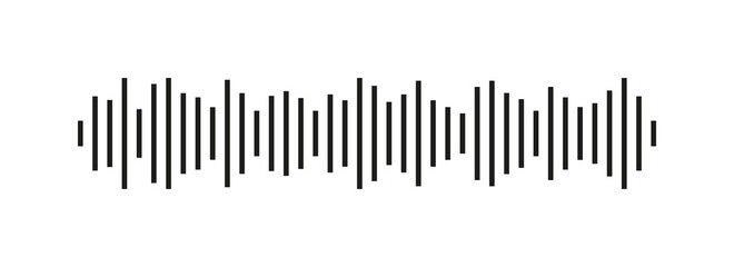 Sound wave icon. Audio and radio. Soundwave for voice, music and podcast. Frequency of signal of song. Waveform of sound wave. Graphic element for music track, pulse and equalizer. Vector