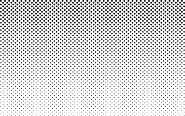 Halftone dot pattern. Gradient texture with gradation. Black halftone gradient pattern with fade on white background. Big graphic geometric poster. Monochrome retro wallpaper. Design element. Vector - obrazy, fototapety, plakaty