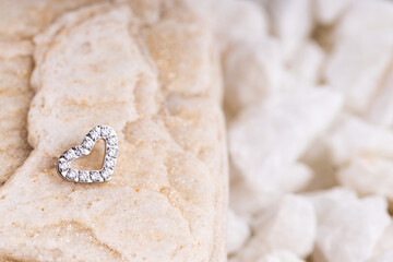 Beautiful piercing jewelry. Macro shot. Selective focus.