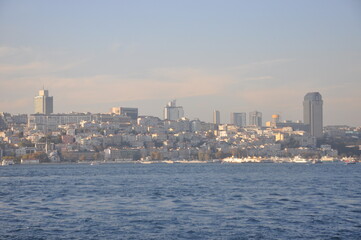 city skyline at sunny day