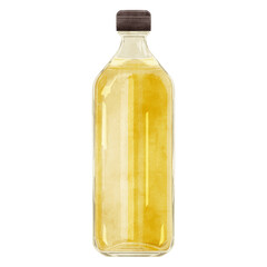 瓶に入ったみりんの手描き水彩風イラスト