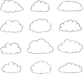 Thin Line Cloud Vector Collection