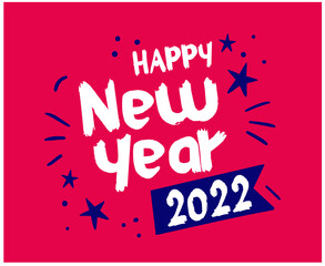 Obraz premium 2022 Happy New Year Holiday Illustration White And Blue Vector Abstract With Pink Background