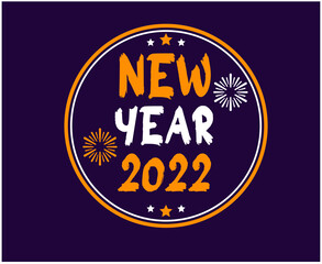 2022 Happy New Year Holiday Illustration Vector Abstract Orange And White With Purple Background