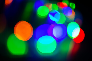 Beautiful decor with Christmas  lights, blur holiday night abstract background