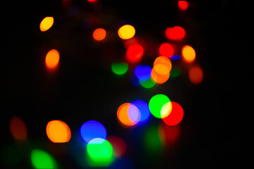 Beautiful decor with Christmas  lights, blur holiday night abstract background