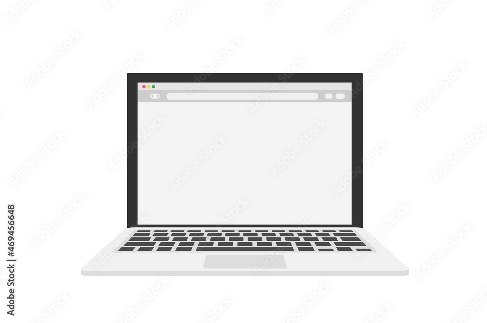 Poster laptop with blank browser window in a flat design