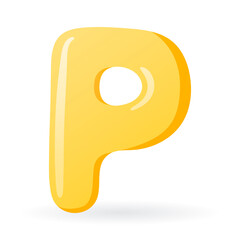 Vector isolated template cartoon letter P of the English alphabet.