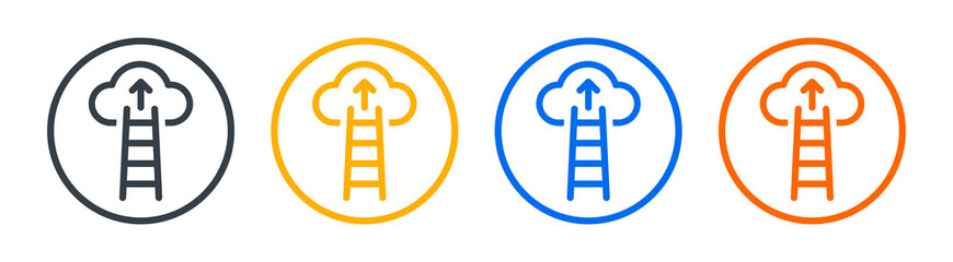 Career icon. Climbing ladder up vector symbol