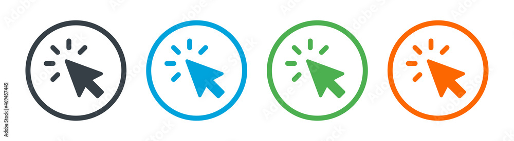 Aufkleber click icon vector symbol. cursor arrow illustration