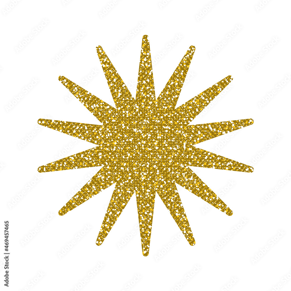 Sticker gold glitter star on white background