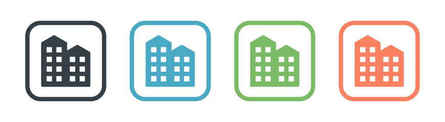 Property vector icon. Real estate symbol with a building illustration