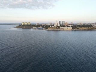 Fototapeta premium view from the Black Sea to land in Russia