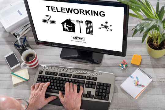 Teleworking concept on a computer