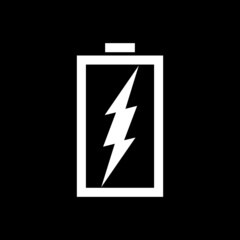 Battery lightning bolt icon isolated on dark background