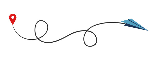 Paper plane route online education concept