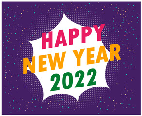 Obraz premium 2022 Happy New Year Holiday Abstract Vector Illustration Colorful With Purple Background