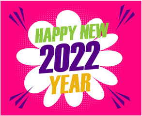 2022 Happy New Year Holiday Abstract Vector Illustration Colorful With Pink Background
