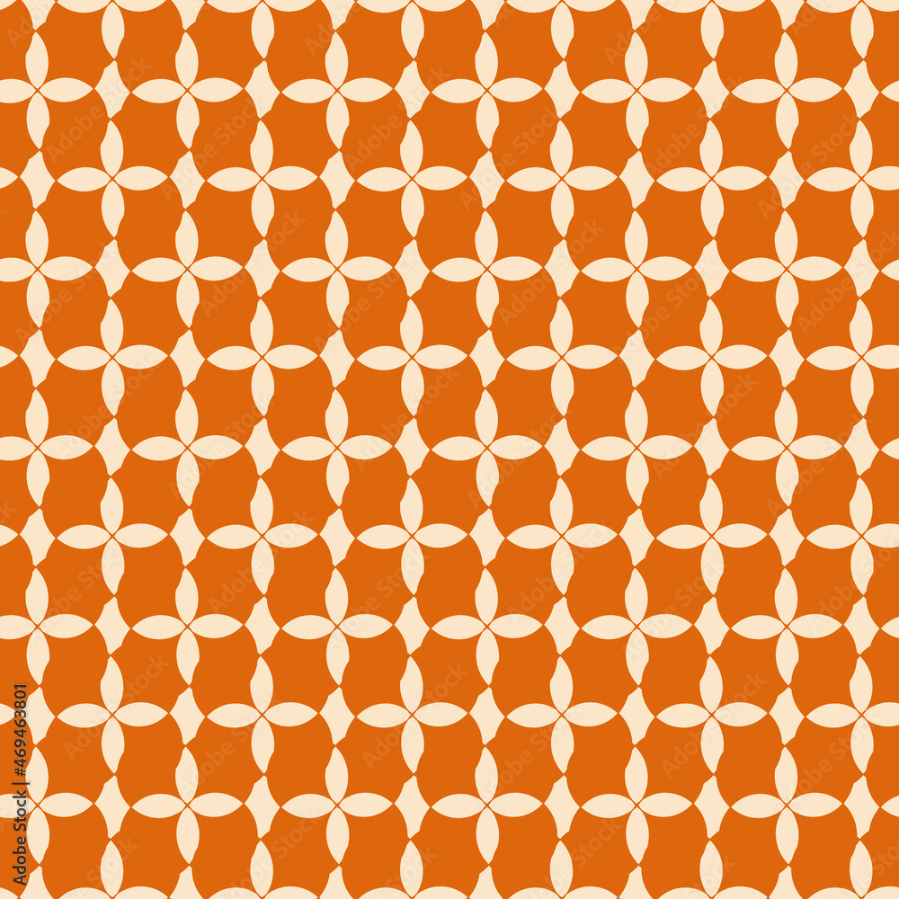 Poster orange, off white simple retro clover pattern with texture vector seamless repeat pattern print back
