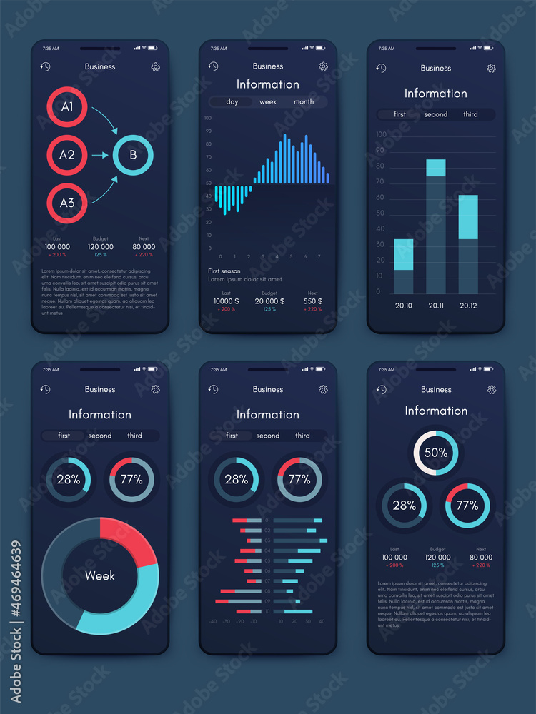 Aufkleber vector graphics infographics with mobile phone. template for creating mobile applications, workflow 
